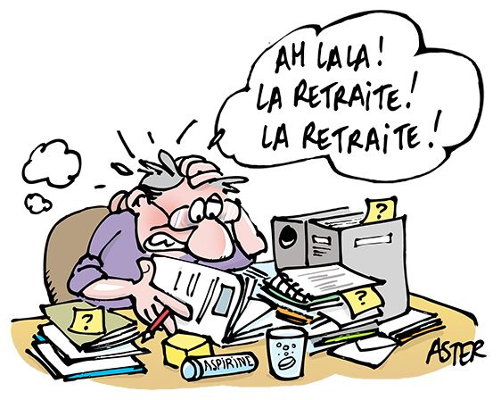 Dessin sympa d'une personne qui se gratte la tête face à des paperasses retraites